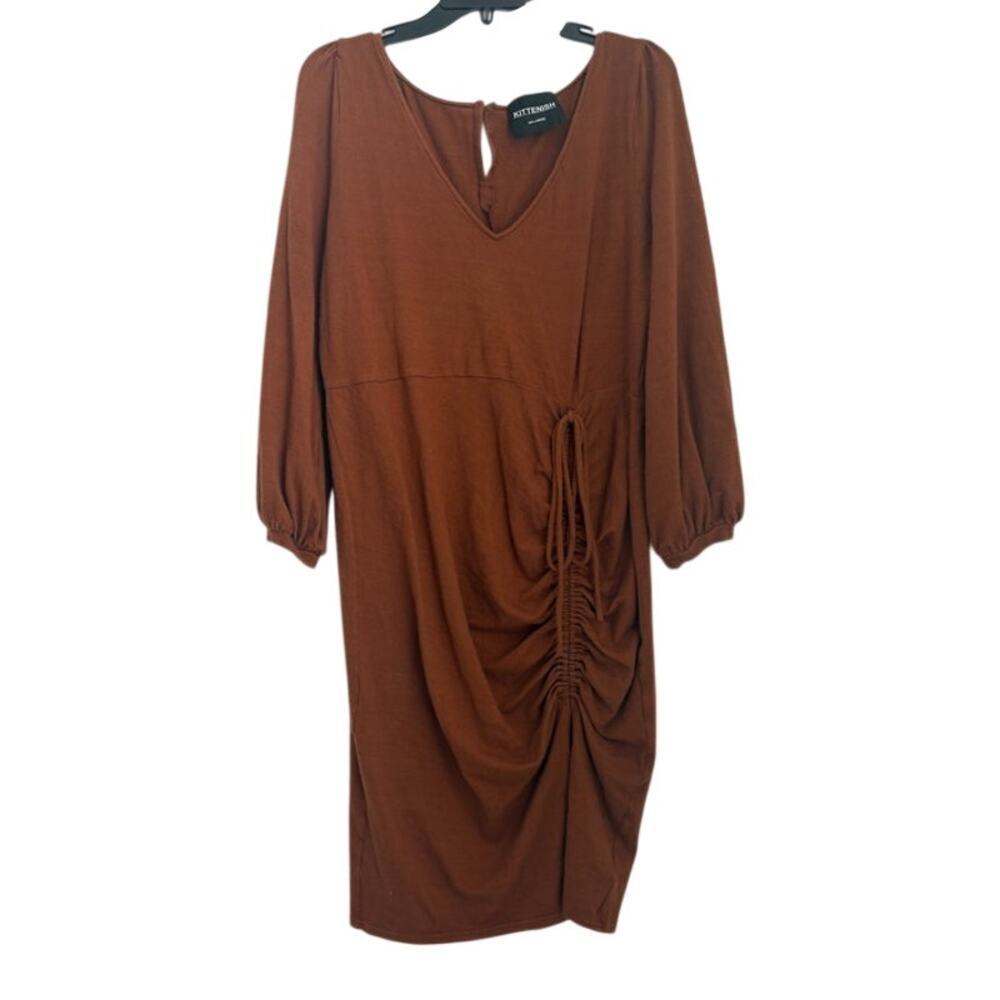 Kittenish Womens Brown Ruched Midi Dress Size XXL